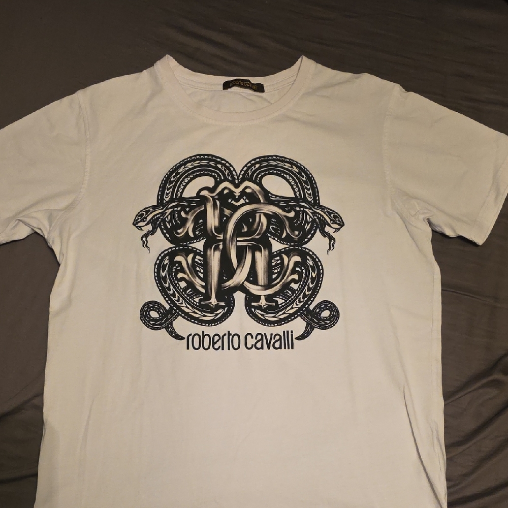Roberto Cavalli White Snake Graphic Tee